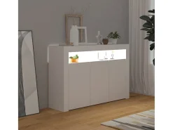 Aparador con luces LED blanco 115,5x30x75 cm