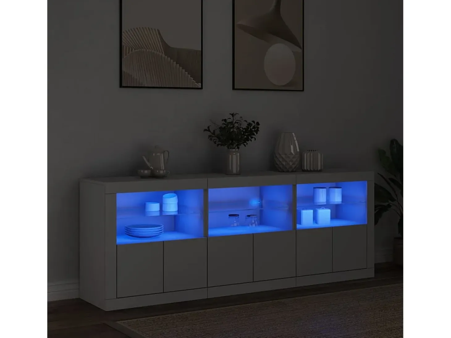 Aparador con luces LED blanco 181,5x37x67 cm