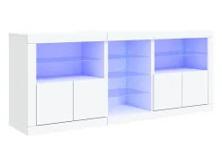 Aparador con luces LED blancas 181,5x37x67 cm