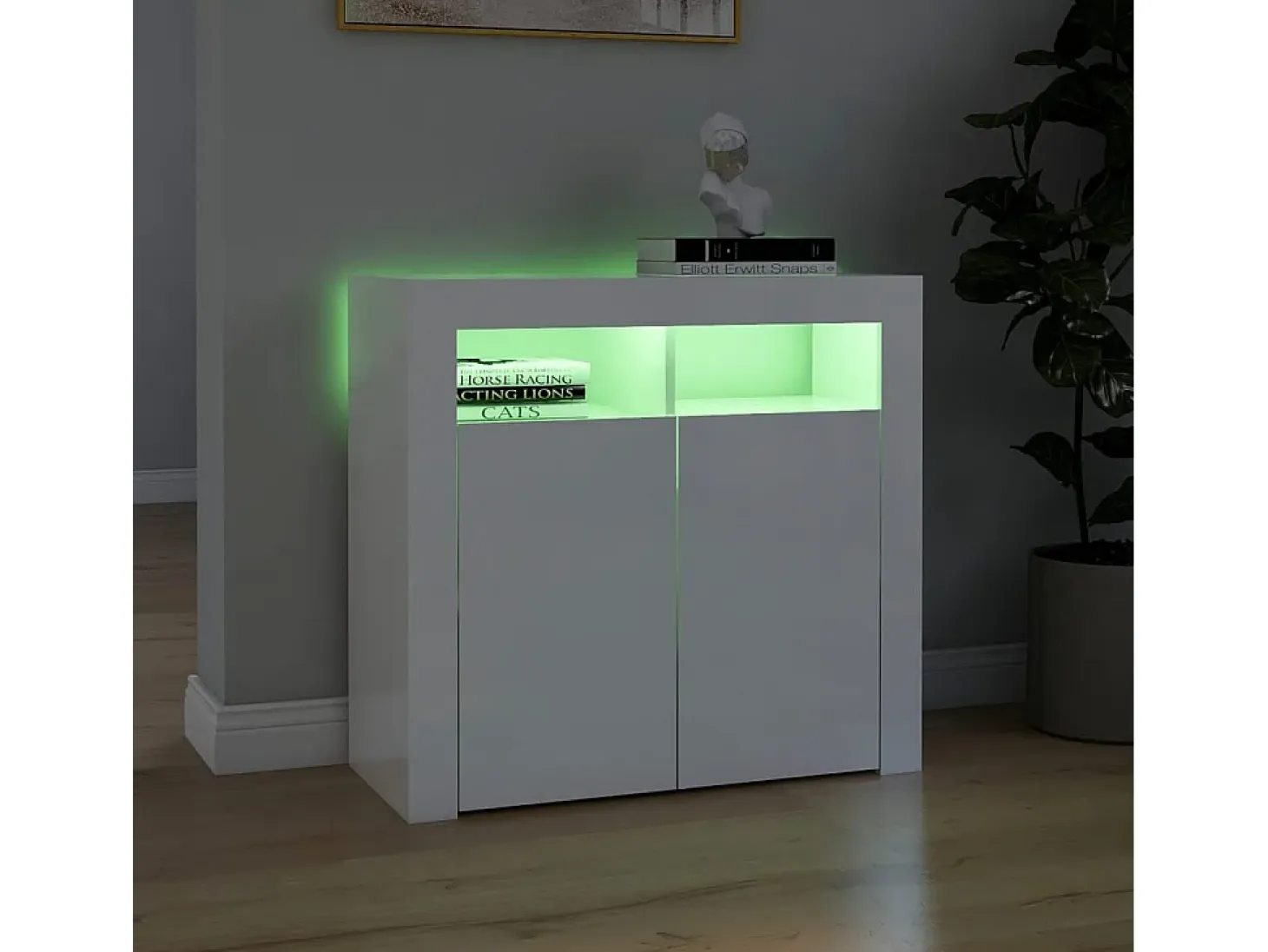 Aparador con luces LED blanco brillante 80x35x75 cm