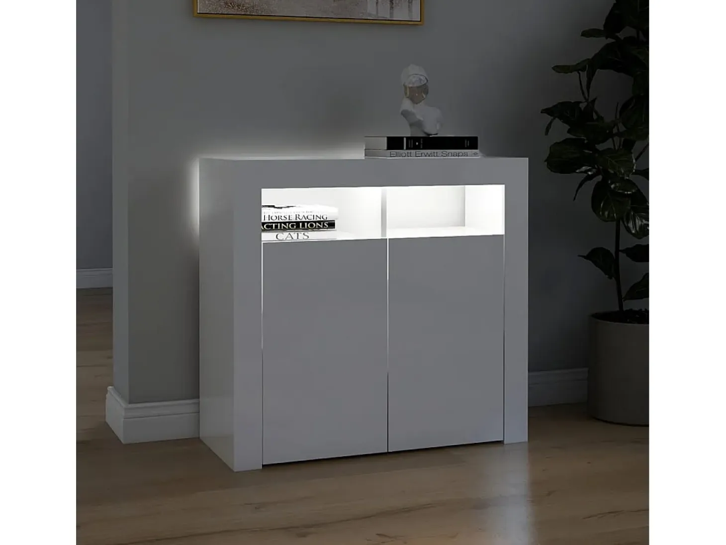 Aparador con luces LED blanco brillante 80x35x75 cm