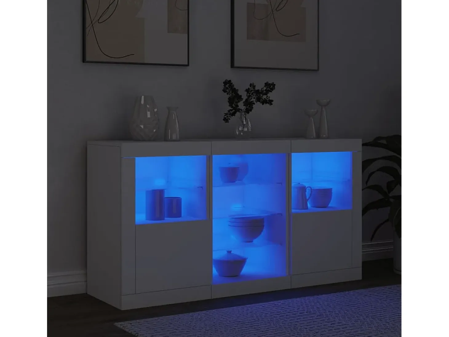 Aparador con luces LED blanco 123x37x67 cm ES691561