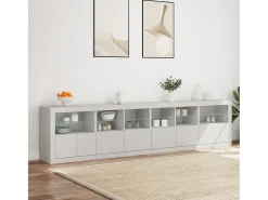 Aparador con luces LED blanco 283x37x67 cm