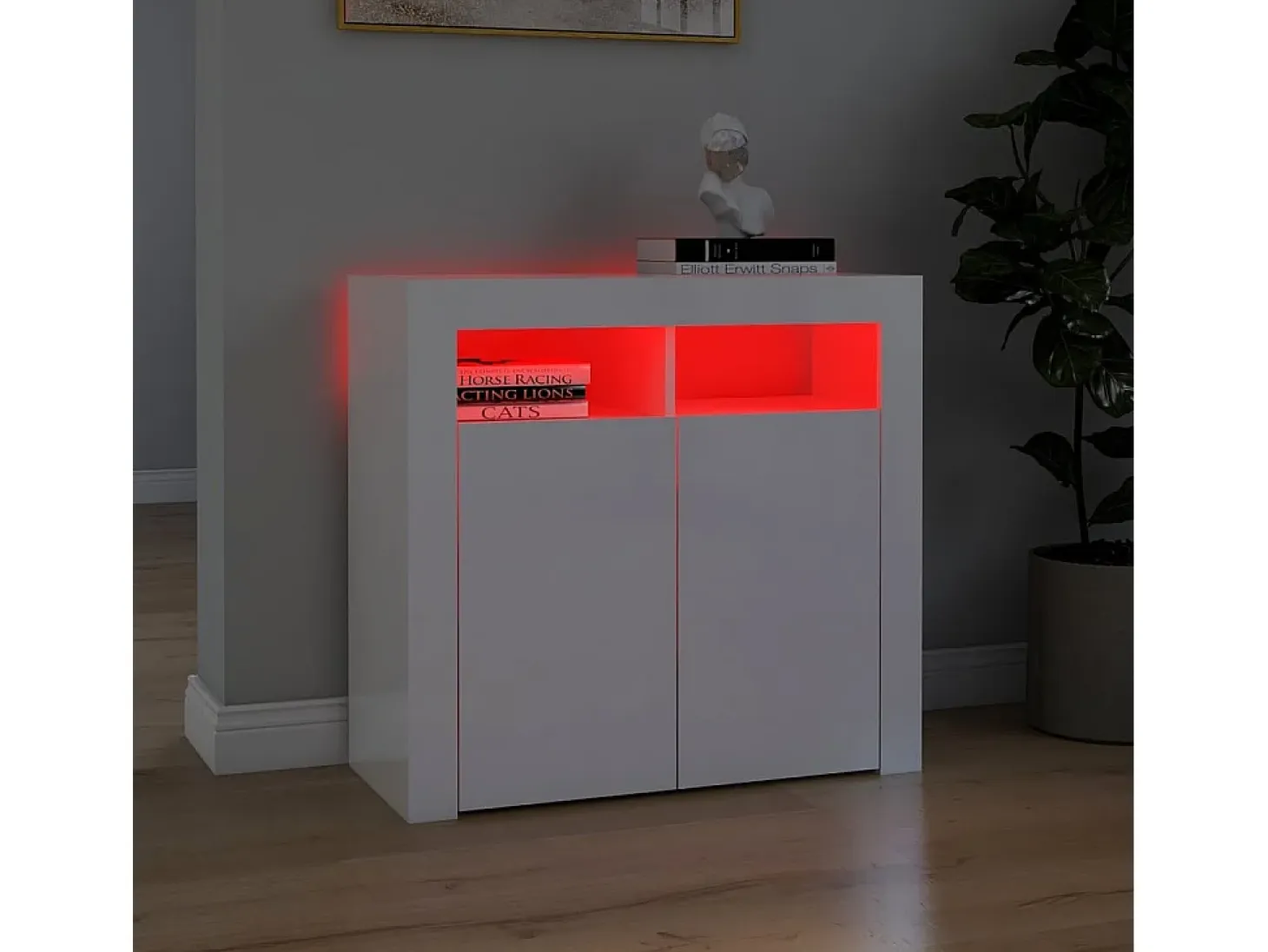 Aparador con luces LED blanco brillante 80x35x75 cm ES91902