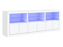 Aparador con luces LED blanco 181,5x37x67 cm