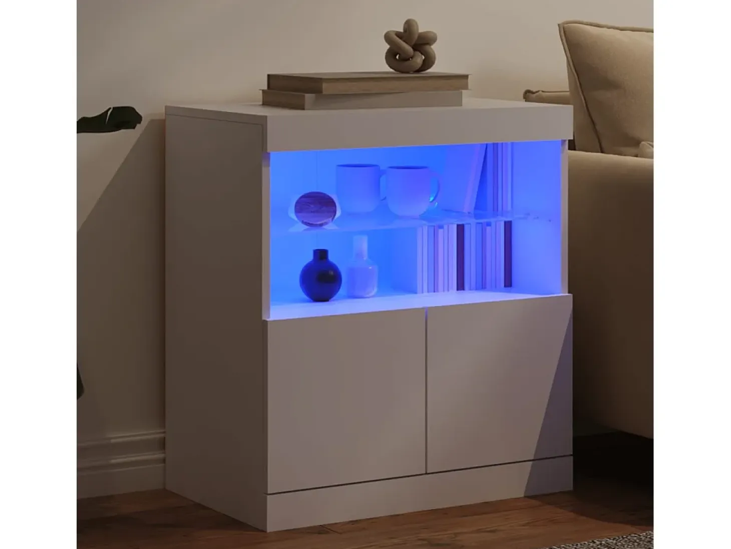 Aparador con luces LED blanco 60x37x67 cm