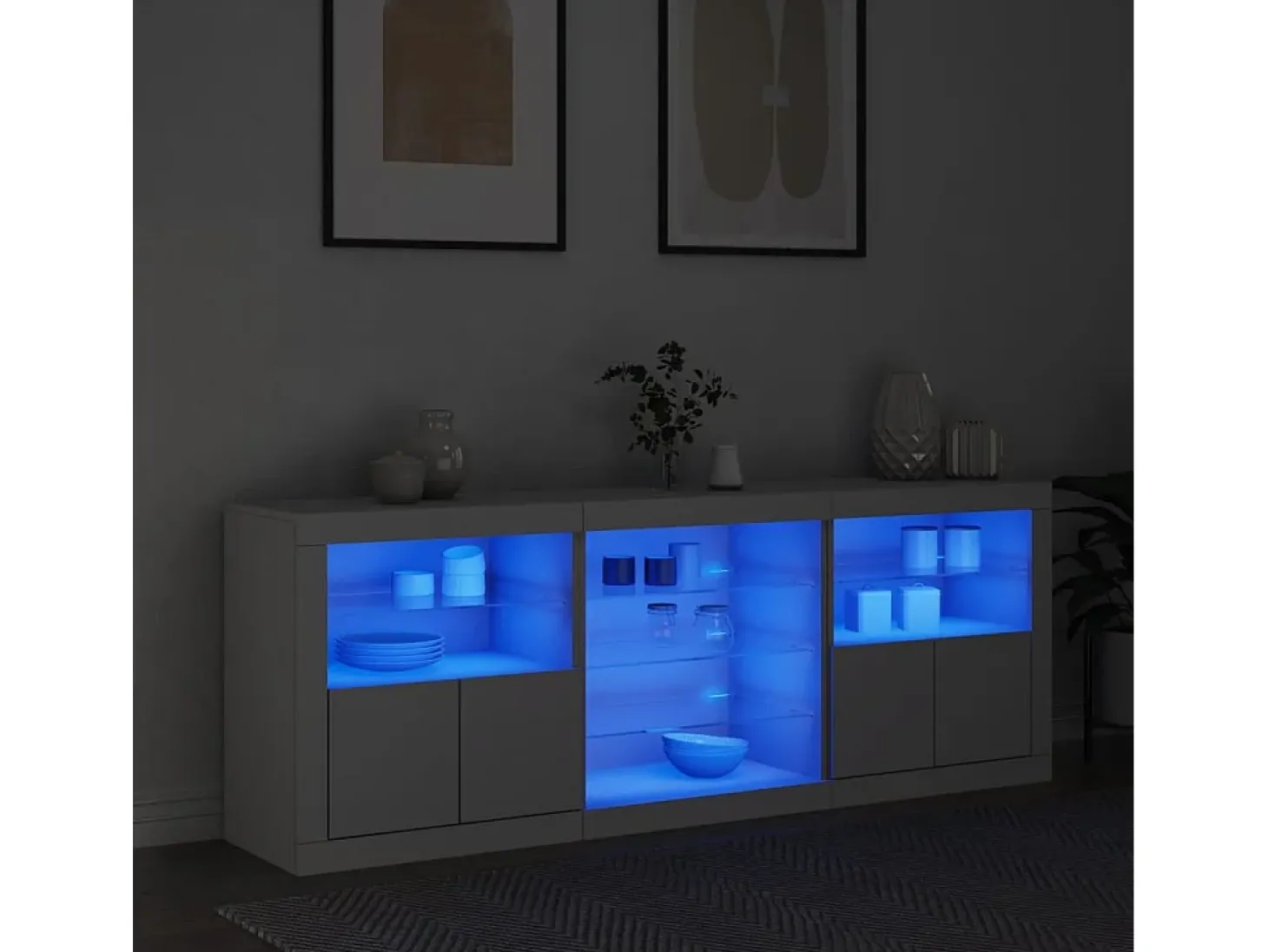 Aparador con luces LED blanco 181,5x37x67 cm ES141184