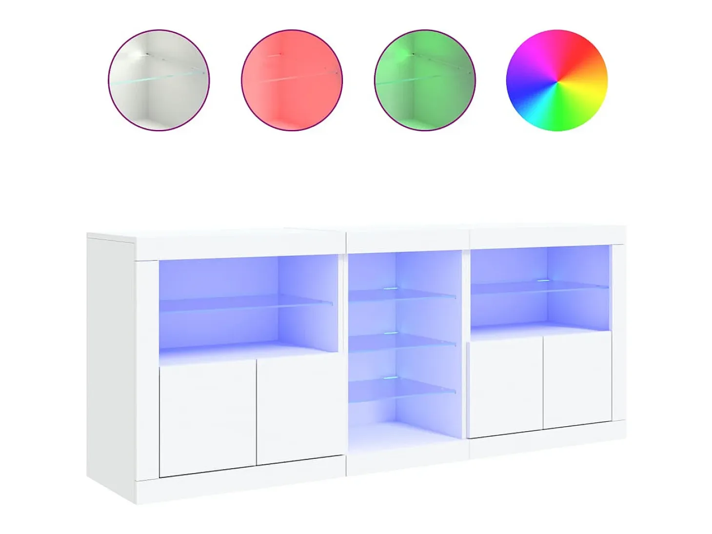 Aparador con luces LED blanco 181,5x37x67 cm ES141184