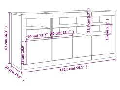 Aparador con luces LED blanco 142,5x37x67 cm