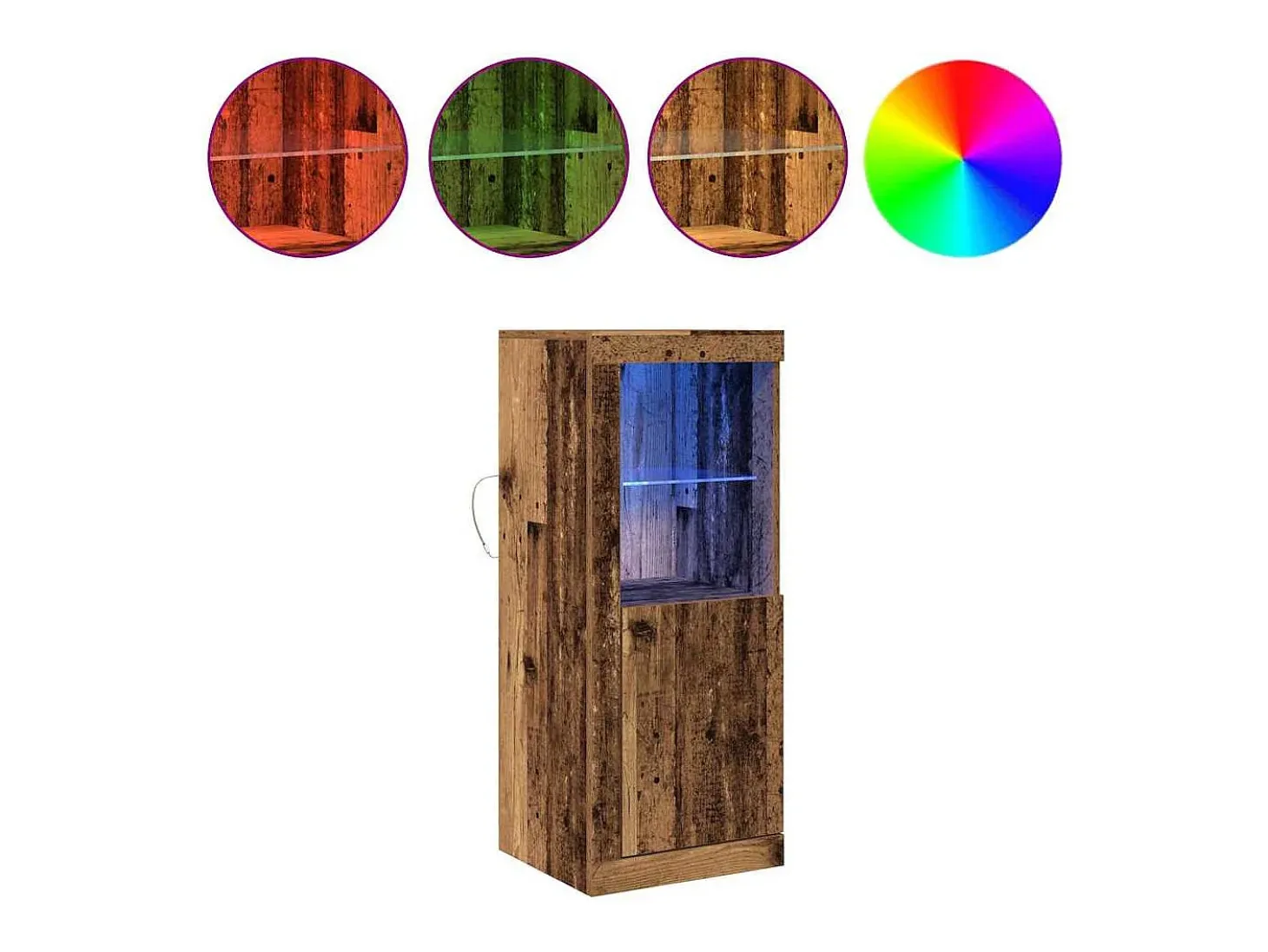 Aparador con luces LED en madera vieja 41x37x100 cm