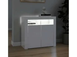 Aparador con luces LED en blanco brillo 80x35x75 cm