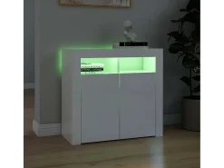 Aparador con luces LED en blanco brillo 80x35x75 cm