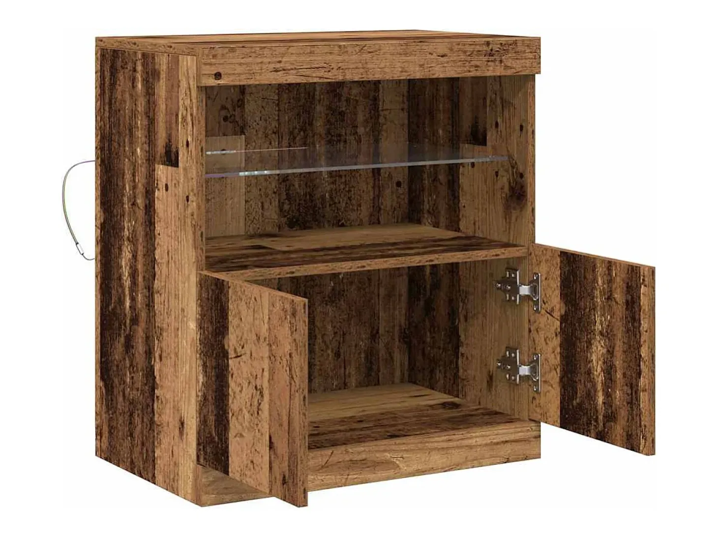 Aparador con luces LED en madera antigua 60x37x67 cm