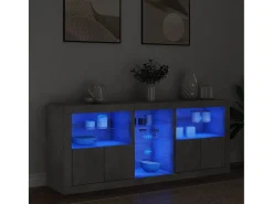 Aparador con luces LED gris hormigón 162x37x67 cm ES330615