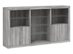 Aparador con luces LED gris Sonoma 181,5x37x100 cm ES342528