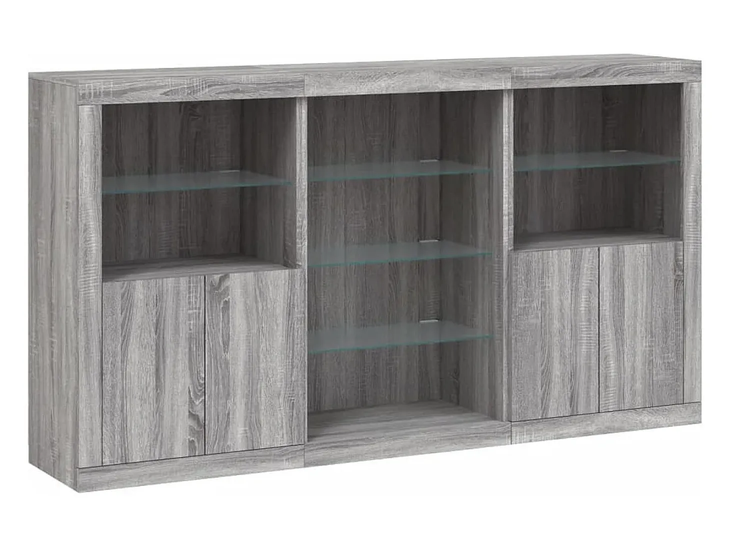Aparador con luces LED gris Sonoma 181,5x37x100 cm ES342528