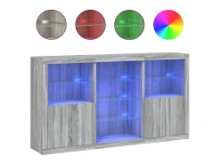 Aparador con luces LED gris Sonoma 181,5x37x100 cm ES342528