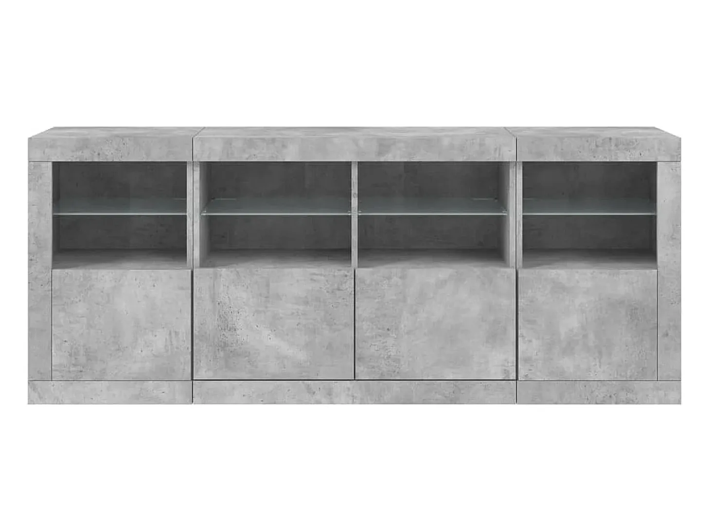 Aparador con luces LED, gris hormigón, 163x37x67 cm