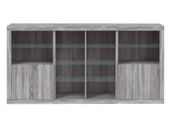 Aparador con luces LED gris Sonoma 202x37x100 cm