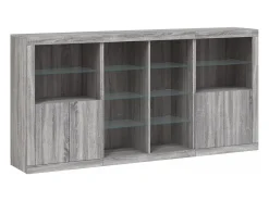 Aparador con luces LED gris Sonoma 202x37x100 cm ES718366