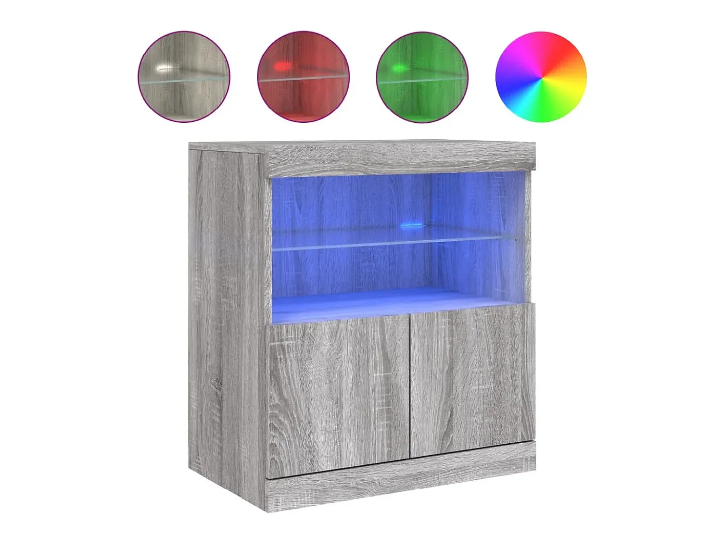 Aparador con luces LED gris Sonoma 60x37x67 cm ES819597