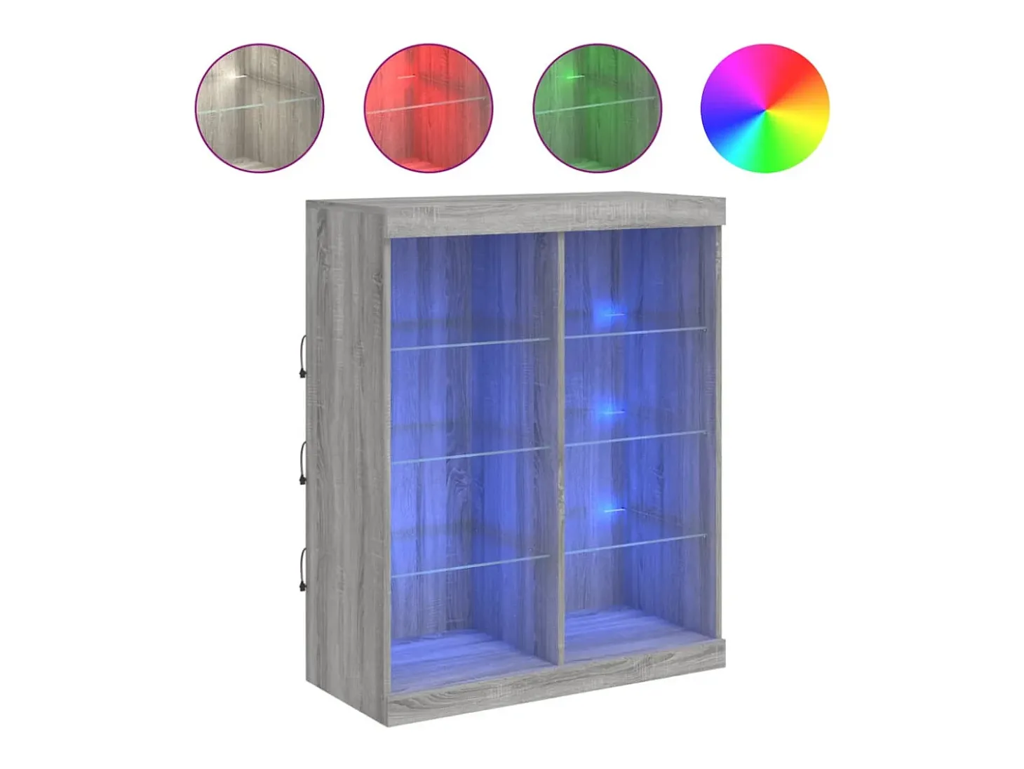 Aparador con luces LED gris Sonoma 81x37x100 cm ES112016