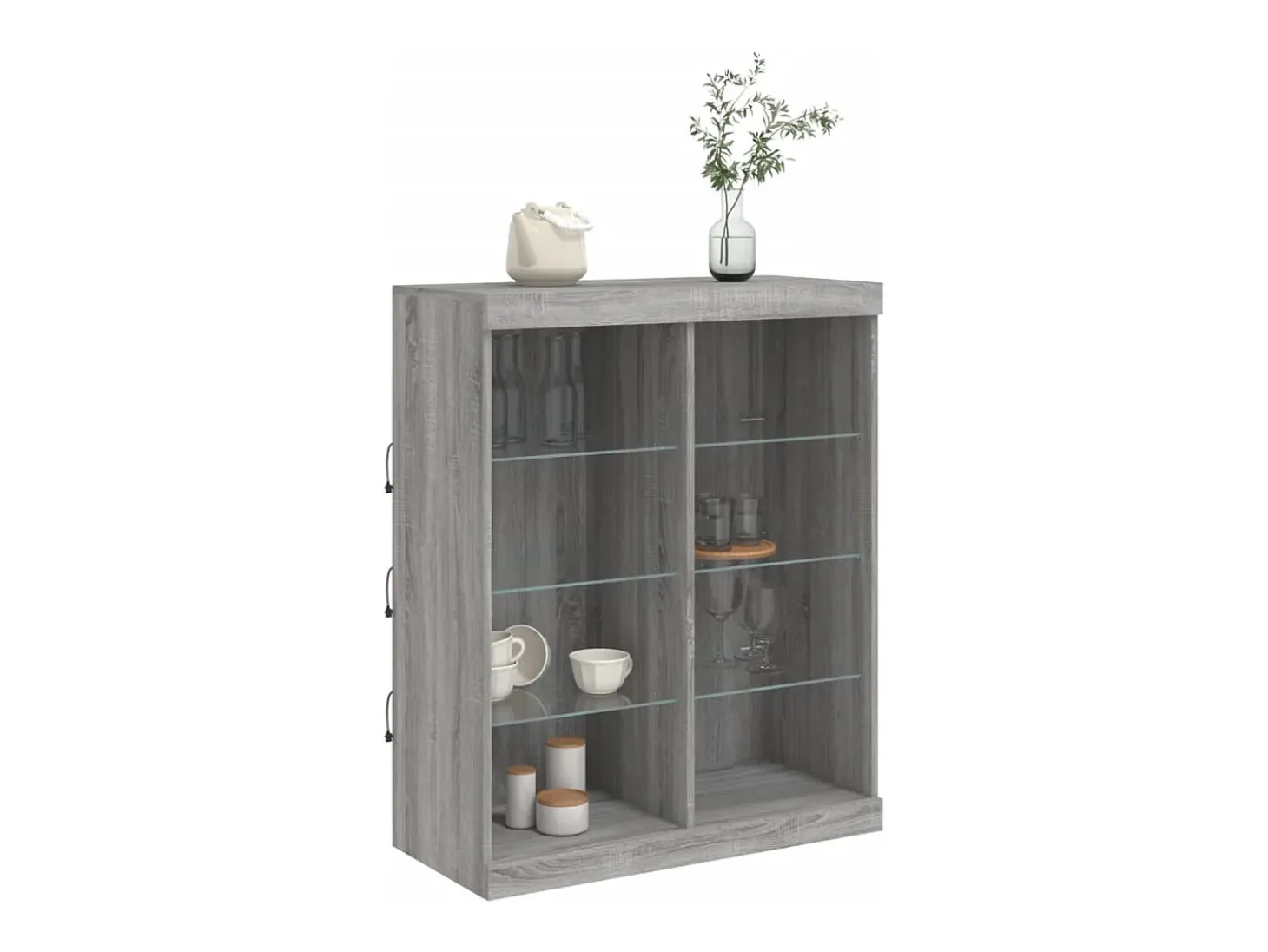 Aparador con luces LED gris Sonoma 81x37x100 cm ES112016