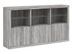 Aparador con luces LED gris Sonoma 181,5x37x100 cm ES845896