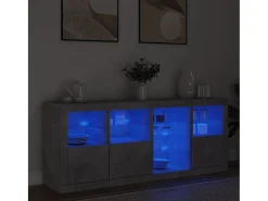 Aparador con luces LED gris hormigón 164x37x67 cm ES983779
