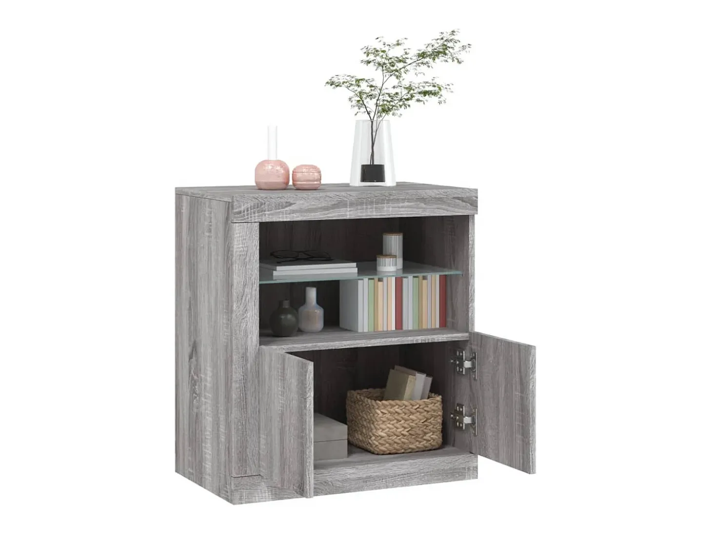 Aparador con luces LED gris Sonoma 60,5x37x67 cm