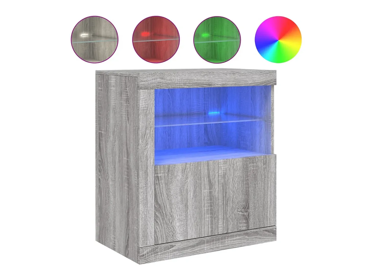Aparador con luces LED gris Sonoma 60,5x37x67 cm