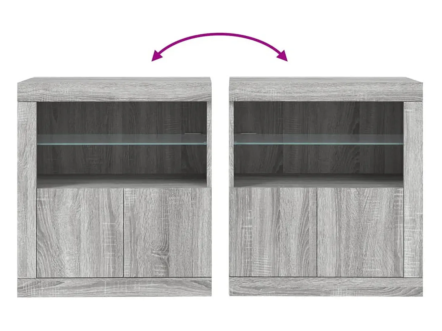 Aparador con luces LED gris Sonoma 60,5x37x67 cm