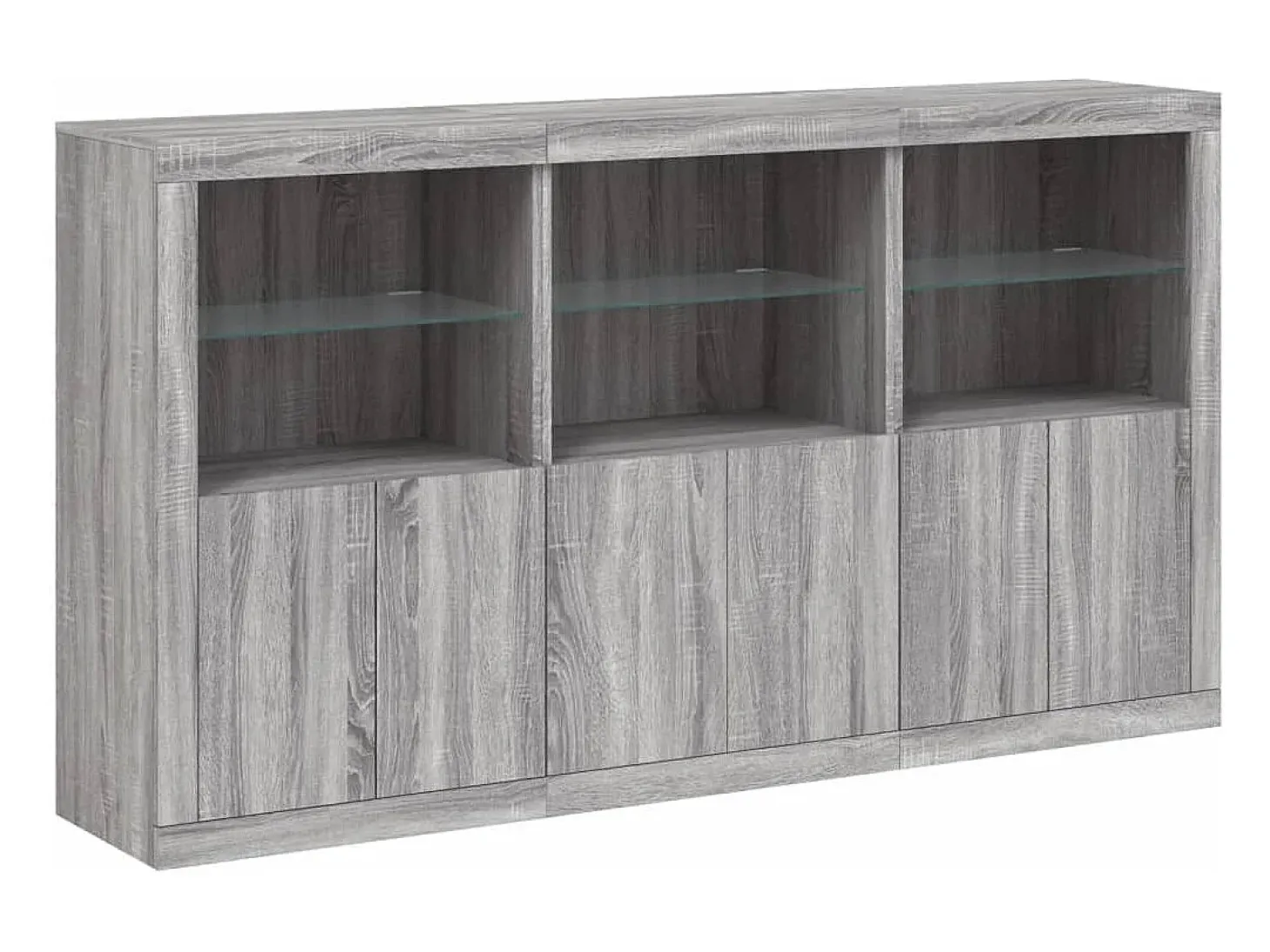 Aparador con luces LED gris Sonoma 181,5x37x100 cm