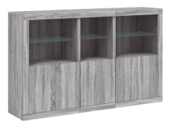 Aparador con luces LED gris Sonoma 162x37x100 cm ES302339