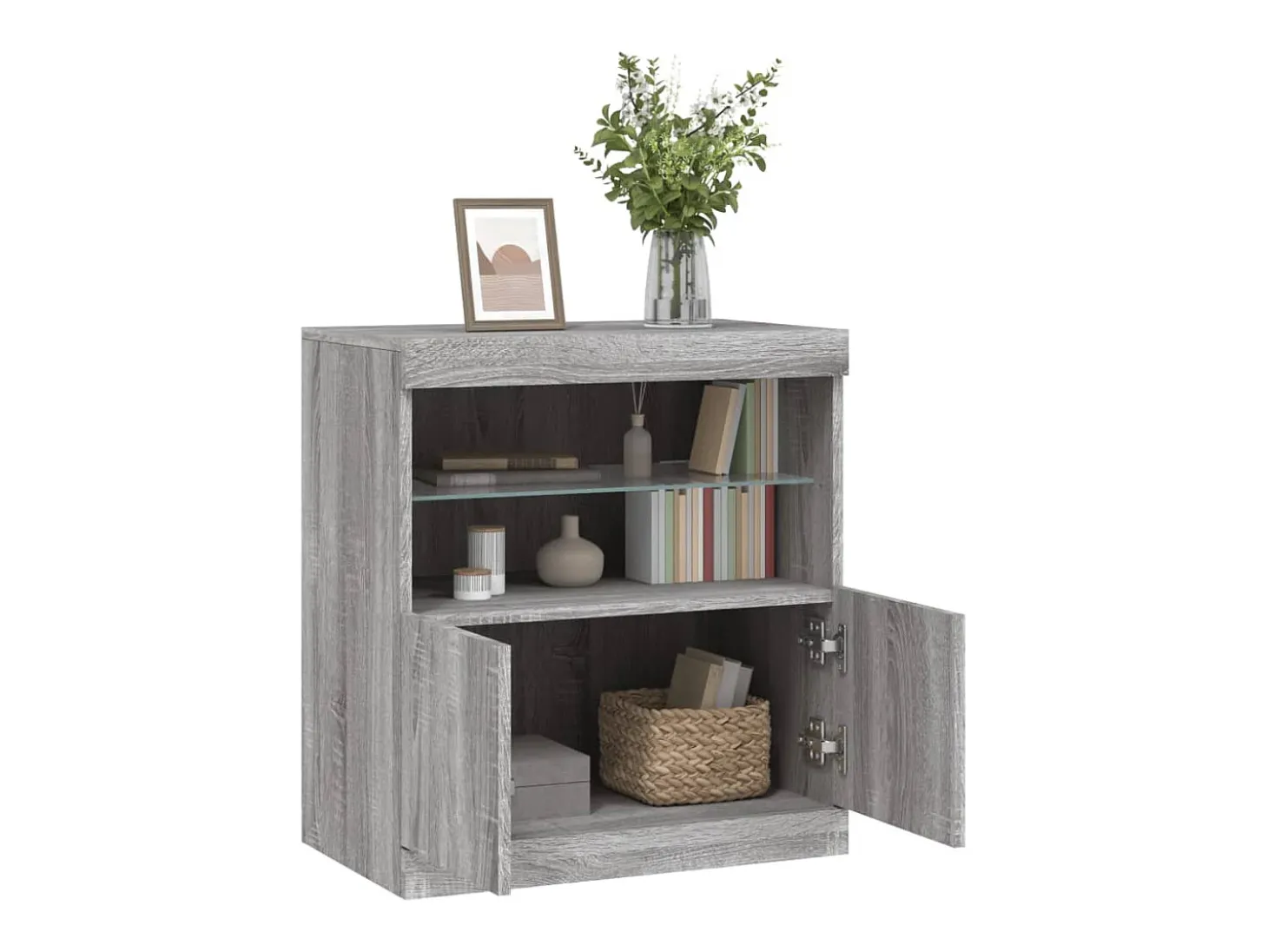 Aparador con luces LED gris Sonoma 60x37x67 cm