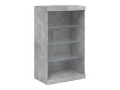 Aparador con luces LED gris hormigón 60,5x37x100 cm
