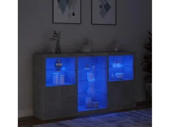Aparador con luces LED gris hormigón 181,5x37x100 cm