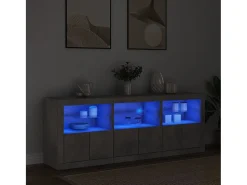 Aparador con luces LED gris hormigón 181,5x37x67 cm ES614133