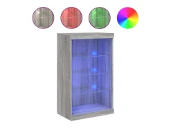 Aparador con luces LED gris Sonoma 60,5x37x100 cm ES786846