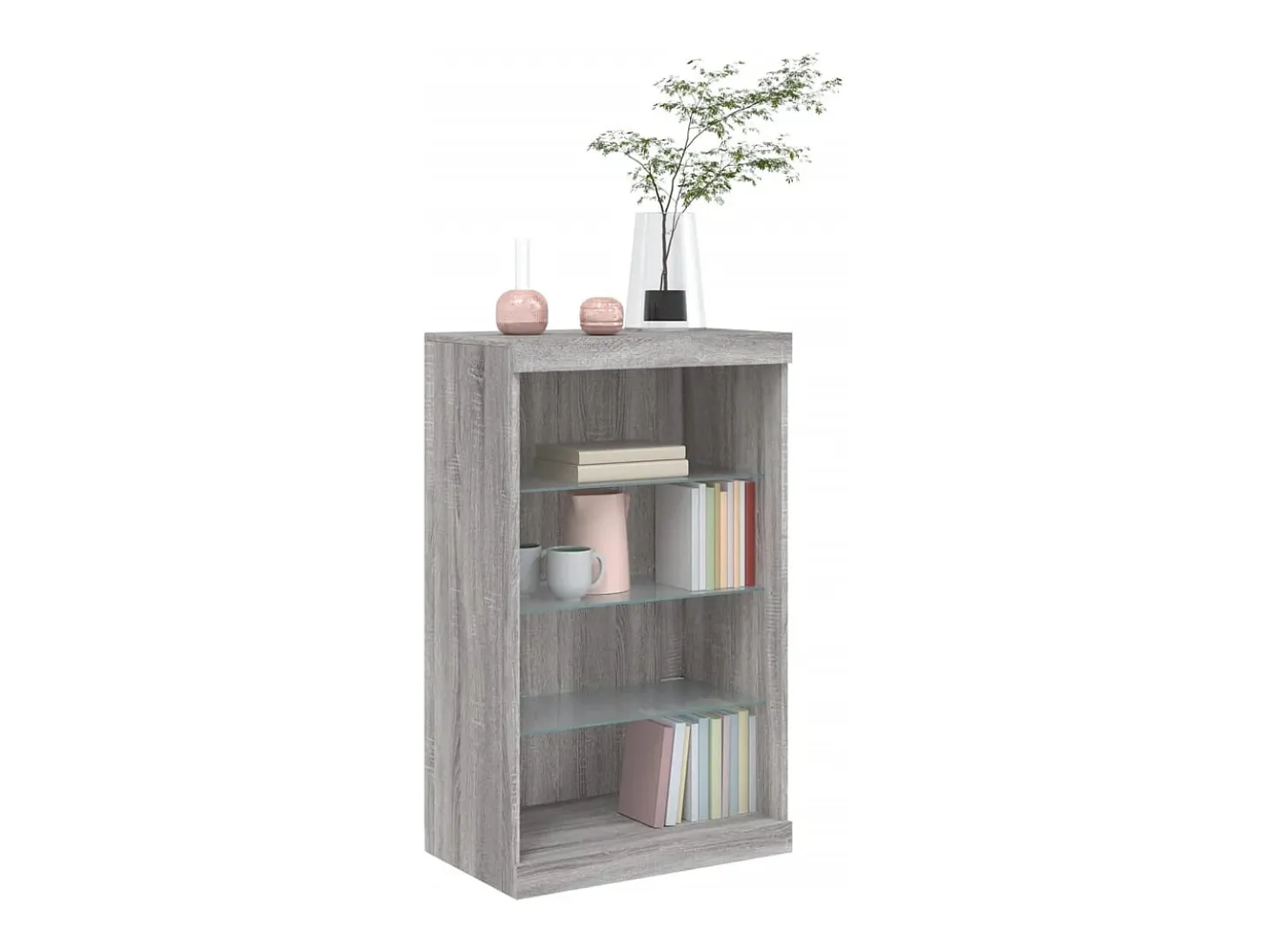 Aparador con luces LED gris Sonoma 60,5x37x100 cm ES786846