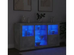 Aparador con luces LED gris hormigón 123x37x67 cm ES633277