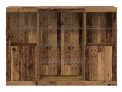 Aparador con luces LED Madera antigua 142,5x37x100 cm Madera de ingeniería