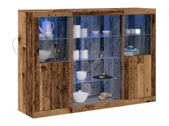 Aparador con luces LED Madera antigua 142,5x37x100 cm Madera de ingeniería