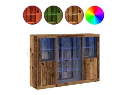 Aparador con luces LED Madera antigua 142,5x37x100 cm Madera de ingeniería
