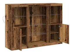 Aparador con luces LED Madera antigua 142,5x37x100 cm Madera de ingeniería