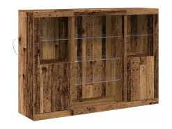 Aparador con luces LED Madera antigua 142,5x37x100 cm Madera de ingeniería