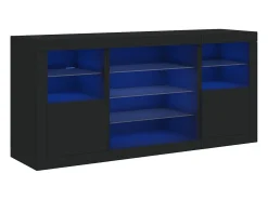 Aparador con luces LED negro 142,5x37x67 cm