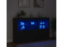 Aparador con luces LED negro 162x37x100 cm ES794691