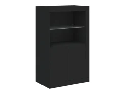 Aparador con luces LED negras 162x37x100 cm