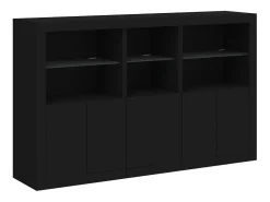 Aparador con luces LED negras 162x37x100 cm